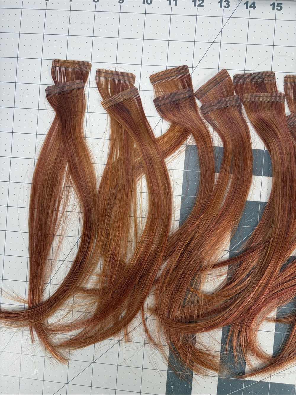 Human Hair Tape In Extensions 12-13” Auburn Copper Brown Pre-Owned 20 pieces - Picture 2 of 9